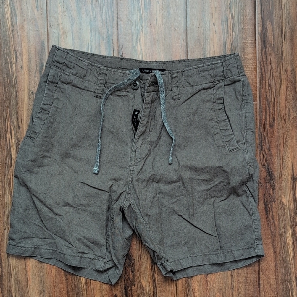 Lucky Brand Gray Flat Front Shorts Adjustable Waist